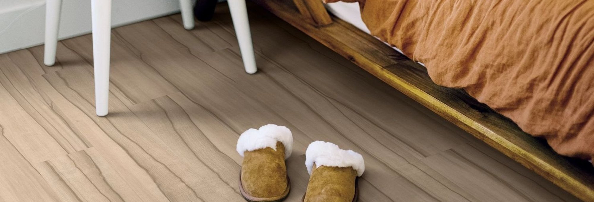 bedroom floor closeup with slippers - USA Carpets in GA